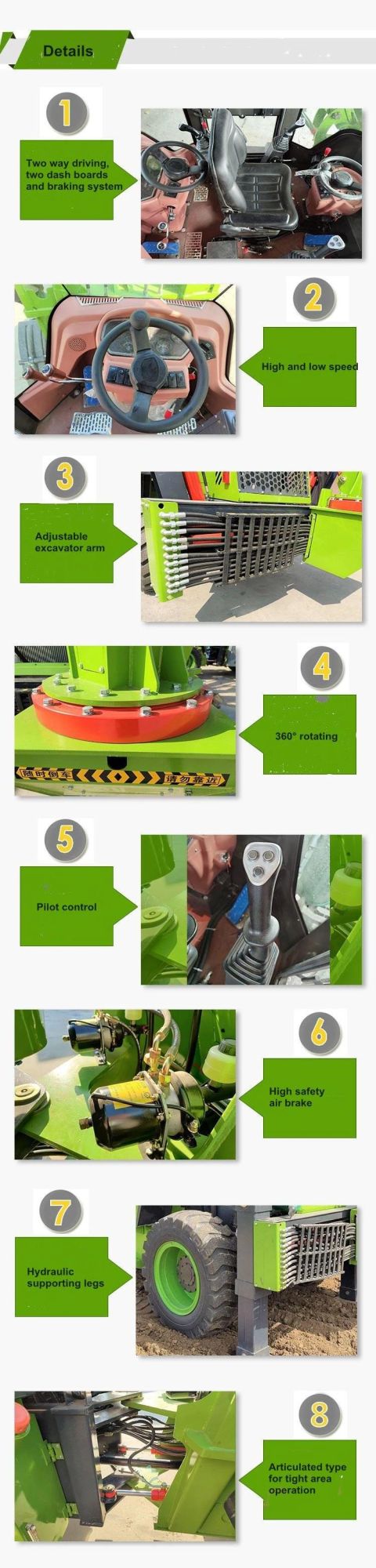 China Manufacturer New Wheel Small Mini Backhoe Loader Excavator Digger Price for Sale