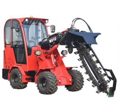 1t Mini Loader Joystick Control Telescopic Front Wheel Loader with Trencher Attachment for Sale