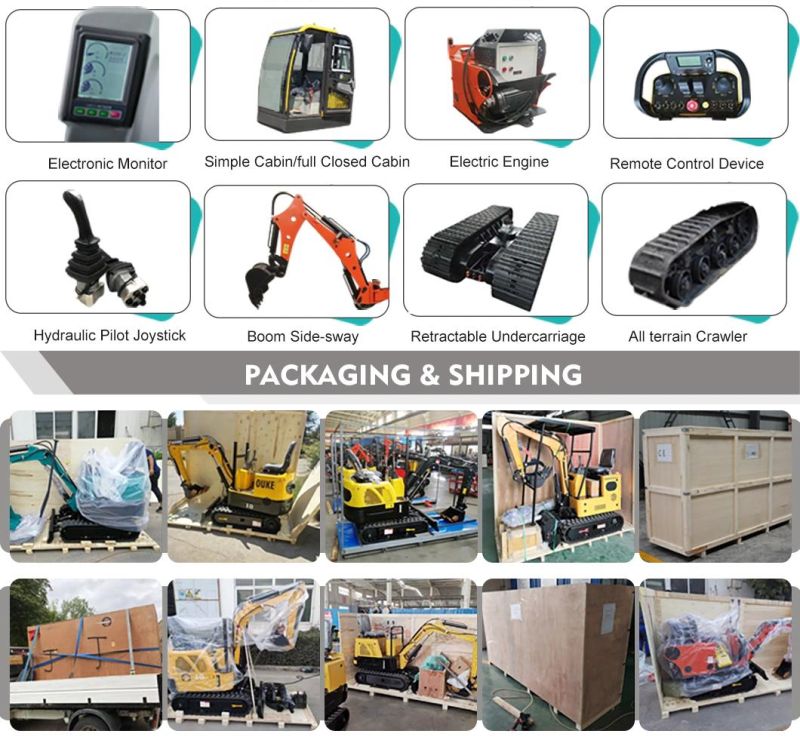 Chinese New Design Upgraded Version 0.8 Ton 1 Ton 1.5 Ton 2 Ton New Micro Digger Machine Mini Excavator Accept Customized for Sale