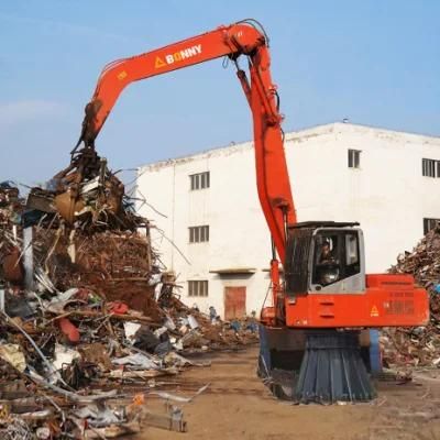 Bonny New 22 Ton Stationary Fixed Electric Hydraulic Material Handler with Rotational Orange-Peel Grab