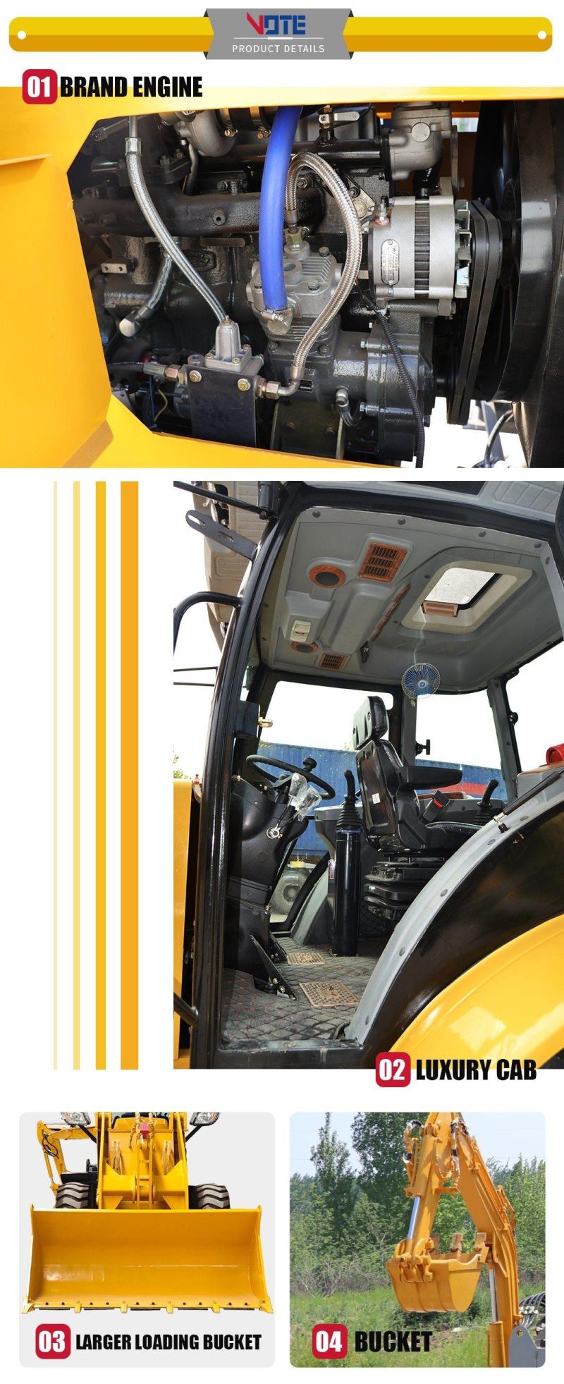 All-Terrain Multifunctional Cheap 4WD Wheel Loader Backhoe Cabin with Price Chinese Backhoe Loader for Sale