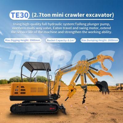 Earth Moving Machinery 3ton Micro Mini Excavator with Free Bucket for Sale