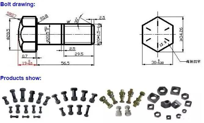 Plow Bolt for Roller and Excavator Track Bolt and Nut