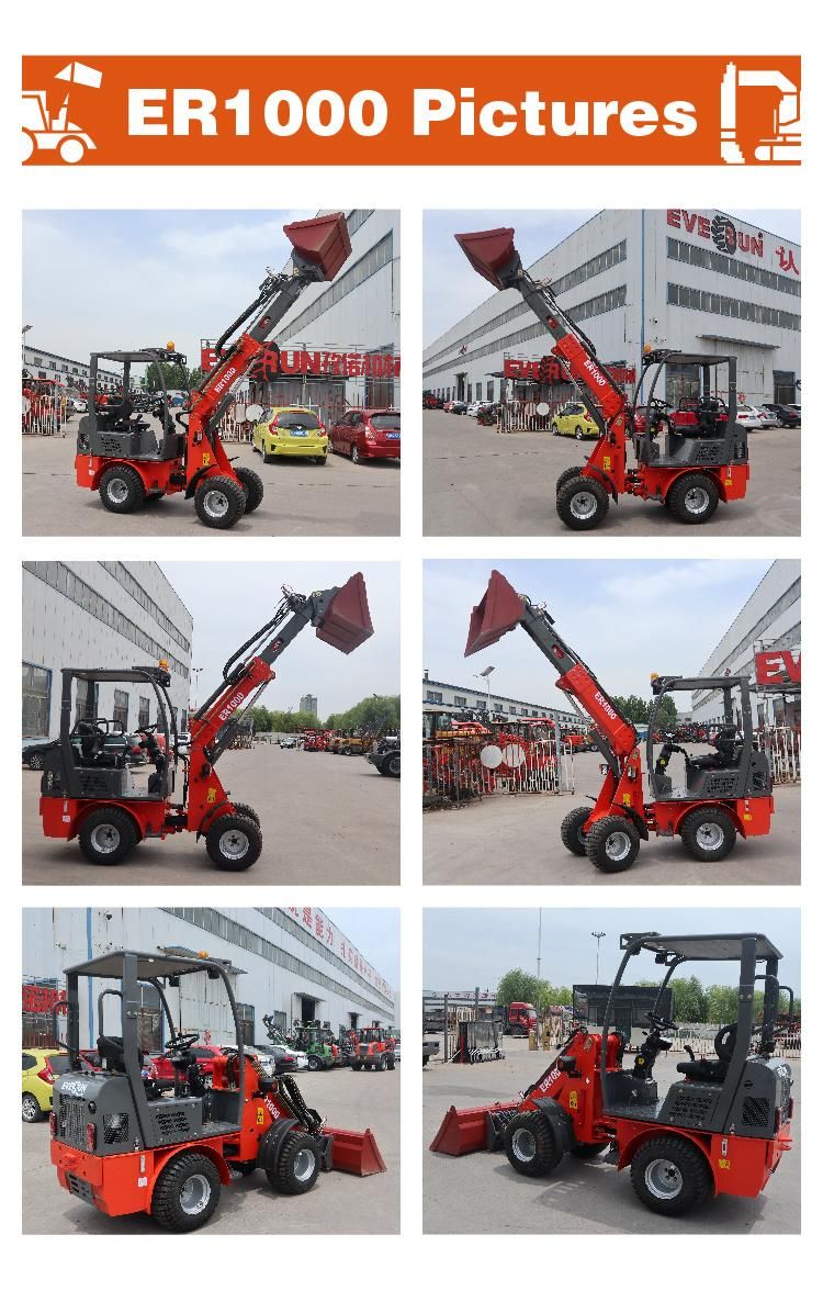 Chinese Everun China CE Er1000 1ton Front Multi-Attachment Four-Wheel Drive Compact Small Farm Construction Telescopic Telehandler Mini Wheel Loader for Sale