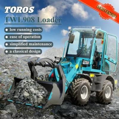 Toros Twl908 0.8 Ton Mini/Small Articulated Hydraulic Front End Wheel Loader with Optional Attachments