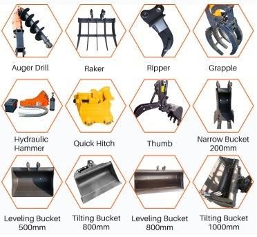 Mini Hydraulic System Bulldozer Small Rubber Steel Crawler 1200kg Excavator Price for Sale