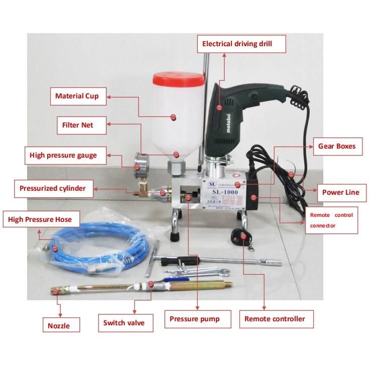 SL-1001 Remote-Control Epoxy Injection Pump with 110V 600W Metabo Drill