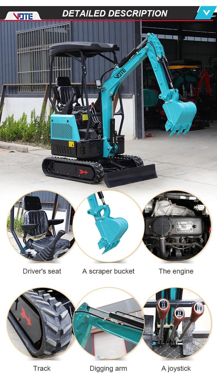 China 1 Ton Mini Excavator Digger Machine with CE Certificate 1.5 Ton Mini Excavator Construction Steel Digger