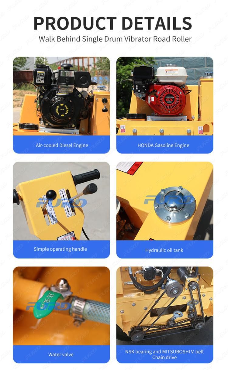 325kg Mini Vibration Compactor Machine Walk Behind Road Roller for Sale