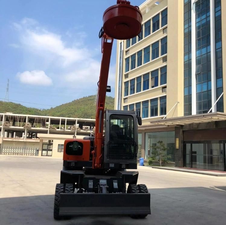 Wheel Excavator Metal Scraps Lifting Chunk Electromagnet Suck Wheeled Excavator