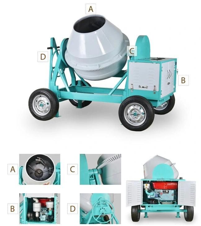 Tmcm-500dw Concrete Mixer with Wire Rope Hoisting Hopper