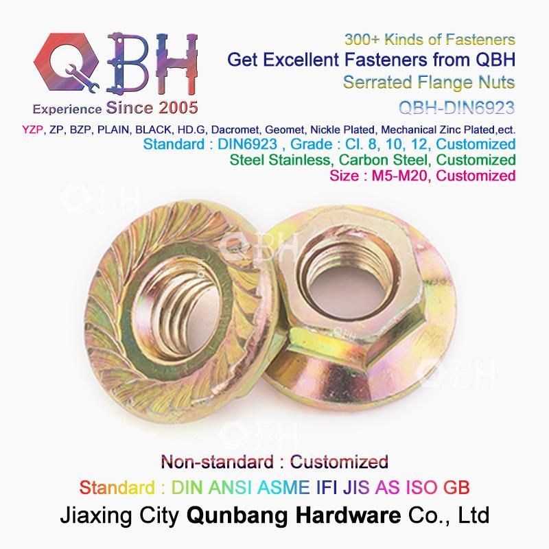 Qbh DIN6923 Customized Stainless Steel Serrated Toothed Flange Nut Machine Machinery Machining Maintaining Repairing Replace Replacement Spare Parts