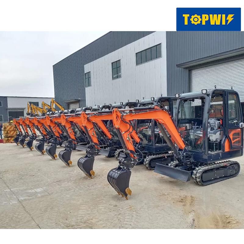 Topwin Cheap Price Earth Moving Mini Crawler Excavator with Auger/Hammer/Ripper/Quick Hitch/Ditching Bucket/Grapple Multiple Attachments with CE