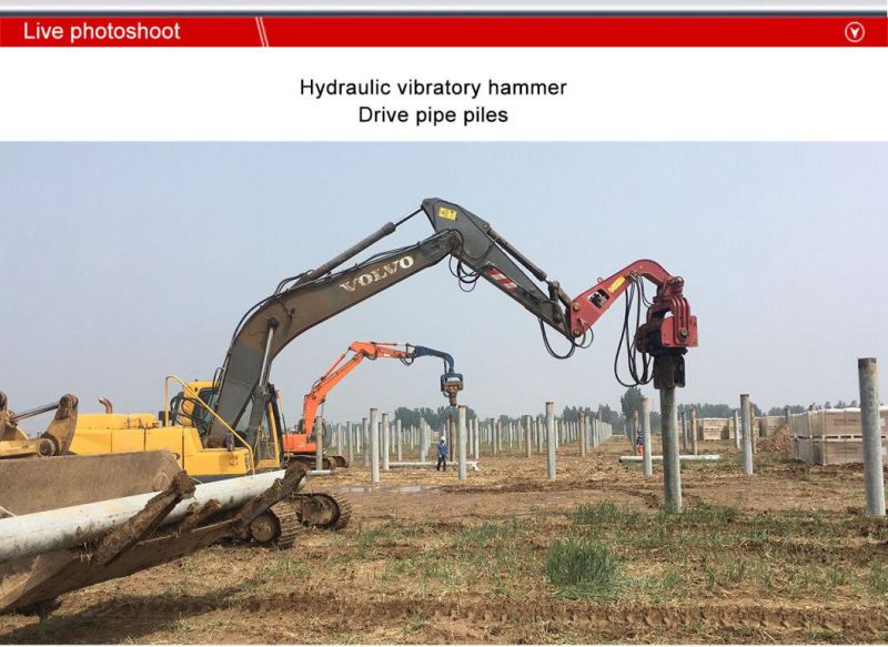 Construction Machinery Pile Driving Equipment Excavator Hydraulic Vibratory Pile Driver Attachment for Round Pile/Square Pile/Bucket Pile