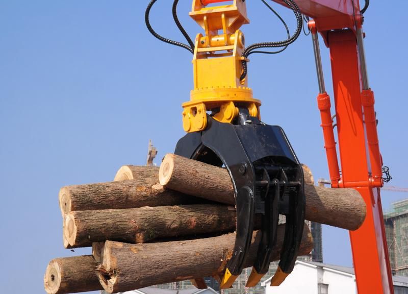 Material Handler with Muti-Tine Orange Peel Grab/ Clamshell Bucket/ Wood Timber Log Grab/ Sorting Grab/ Lifting Magnet Devices