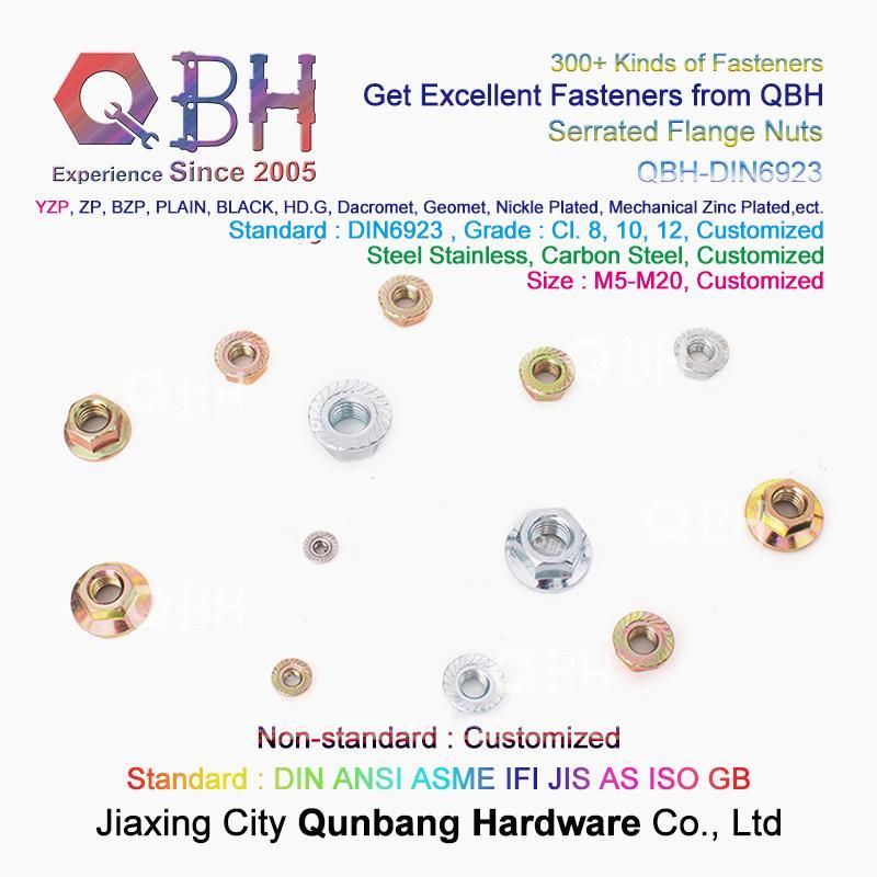 Qbh DIN6923 Customized Stainless Steel Serrated Toothed Flange Nut Machine Machinery Machining Maintaining Repairing Replace Replacement Spare Parts
