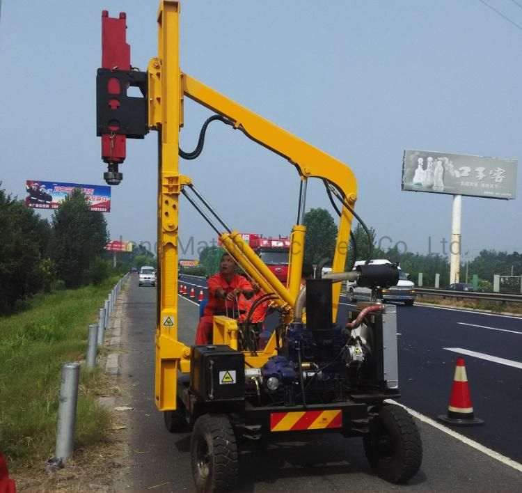 Driving Type Highway Guardrail Wheels Pile Driver with Air Compressor