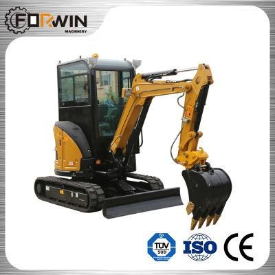 Simple and Easy to Operate Backhoe Single Bucket Hydraulic 2.5ton Small Crawler Excavator for Digging/Grabbing/ Drilling/Bulldozing