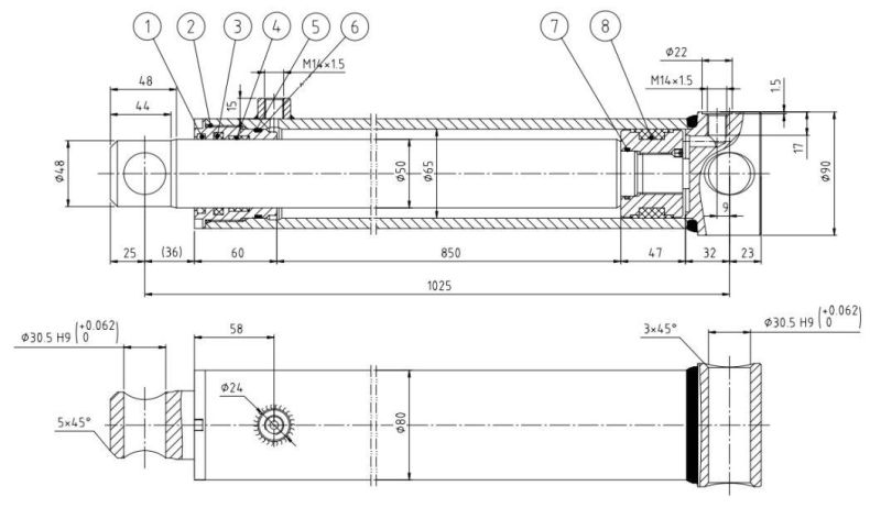 Chinese Manufacture Hydraulic Oil Cylinder Hsg65/50