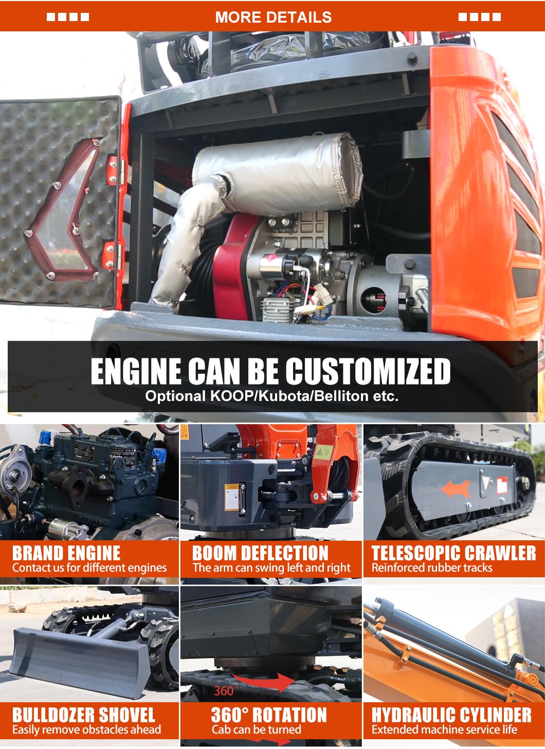 Hot Sale 1.2t Small Excavator/Mini Digger with Cabin for Sale