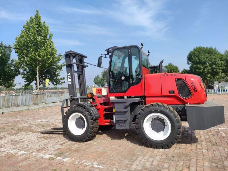 Tractor Forklift with 5 Ton Rough Forklift with 4.5m Lifting Height 1.52m Tooth 3 Level Gantry