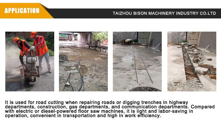 Bison Road Construction Diesel Concrete Cutting Floor Brick Saw Machine