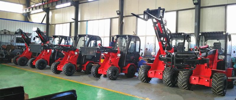 Europe Popular Farm Machinery 0.6 Ton Mini Front End Loader Small 4 Wheel Drive Articulated Wheel Loader with CE EPA