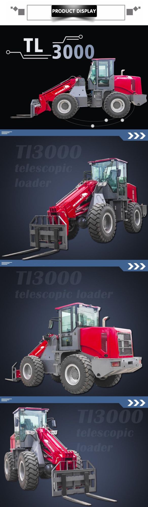 3.5 Ton Chinese Telescopic Boom Loader with Attachments.