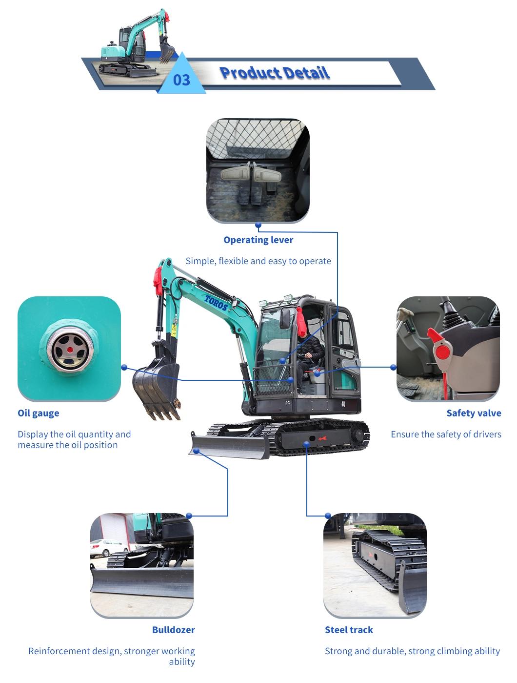 Agriculture Tools and Equipment Small Farming Excavadora Escavator with CE Approval