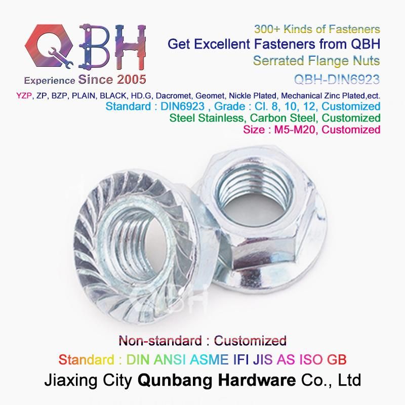 Qbh DIN6923 Customized Stainless Steel Serrated Toothed Flange Nut Machine Machinery Machining Maintaining Repairing Replace Replacement Spare Parts