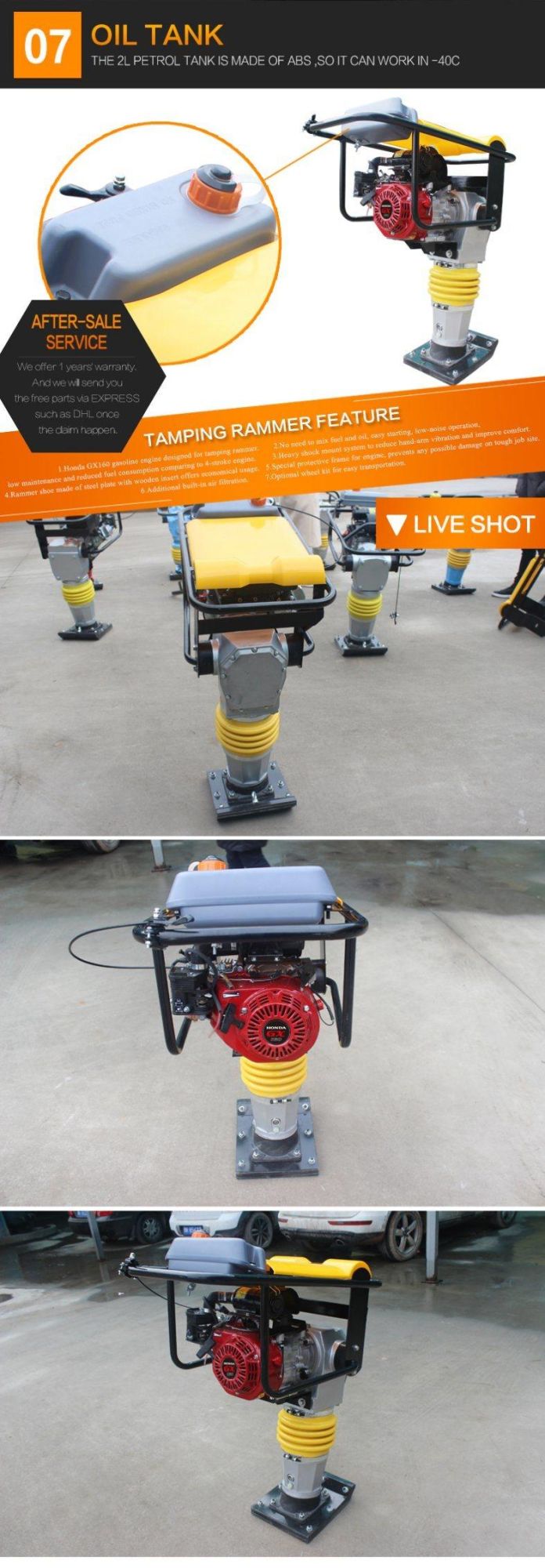 5.5HP Gasoline Tamper Machine Rammed Earth Equipment for Sale