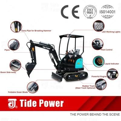 0.8ton 1ton 2ton 2.5ton 3ton Hydraulic Small Home Use Garden Rubber Track Crawler Mini Bagger/ Digger/ Excavator