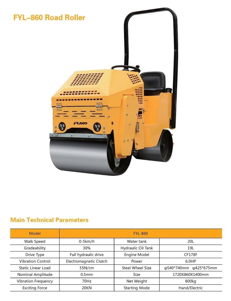 800kg Hydraulic Ride on Small Road Roller