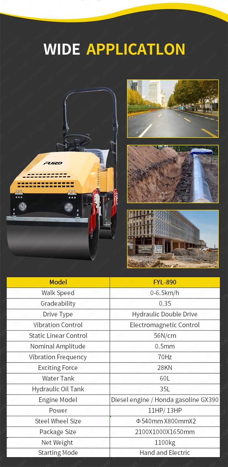 1ton High Quality Small Vibration Double Drum Road Roller