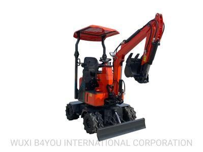 1.2 Ton for Sale Rdt-120A Hydraulic Mini Digger Wheel Excavator 0.6ton 0.8ton 1ton 1.8 Ton