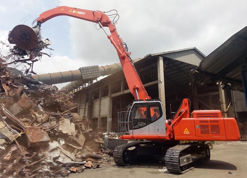 Bonny 40ton Hydraulic Material Handling Machine Handler on Track for Scrap and Waste Recycling