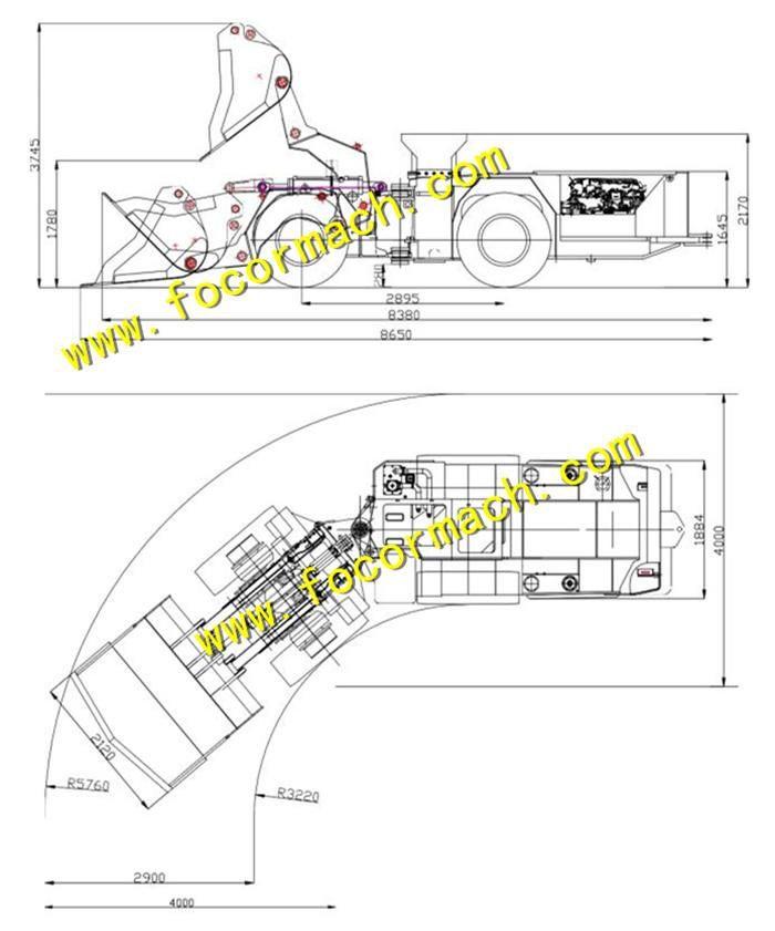 3 Cbm Diesel Underground Scooptram with Closed Cabin and Air Conditioner
