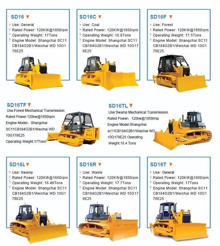 Shantui Construction Machinery 160HP SD16 Crawler Bulldozer for Sale