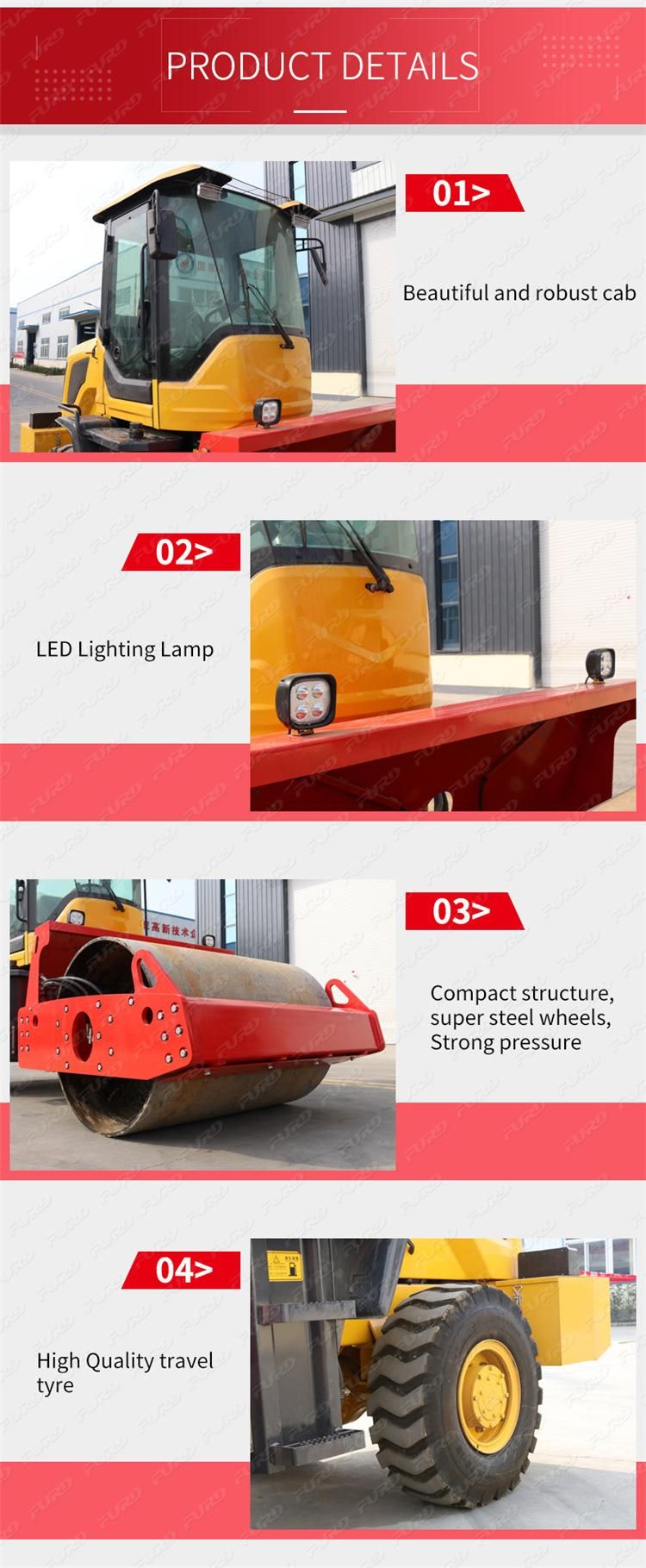 Construction Machine Vibrating Double Drum New Wheel Road Roller Price Fyl-D206