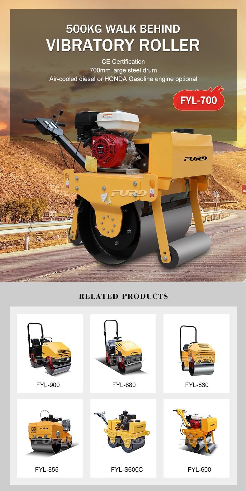 Manual Vibrating Road Roller Soil Compactor Mini Asphalt Roller for Sale UAE