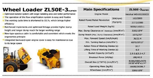 Chenggong 5tons Wheel Loader Zl50e-3 Super with One Year Warranty