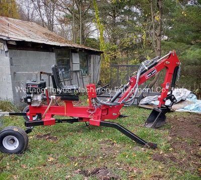 ATV Towing Type Mini Backhoe Loader, Small Backhoe Loader with Gasoline or Diesel Engine