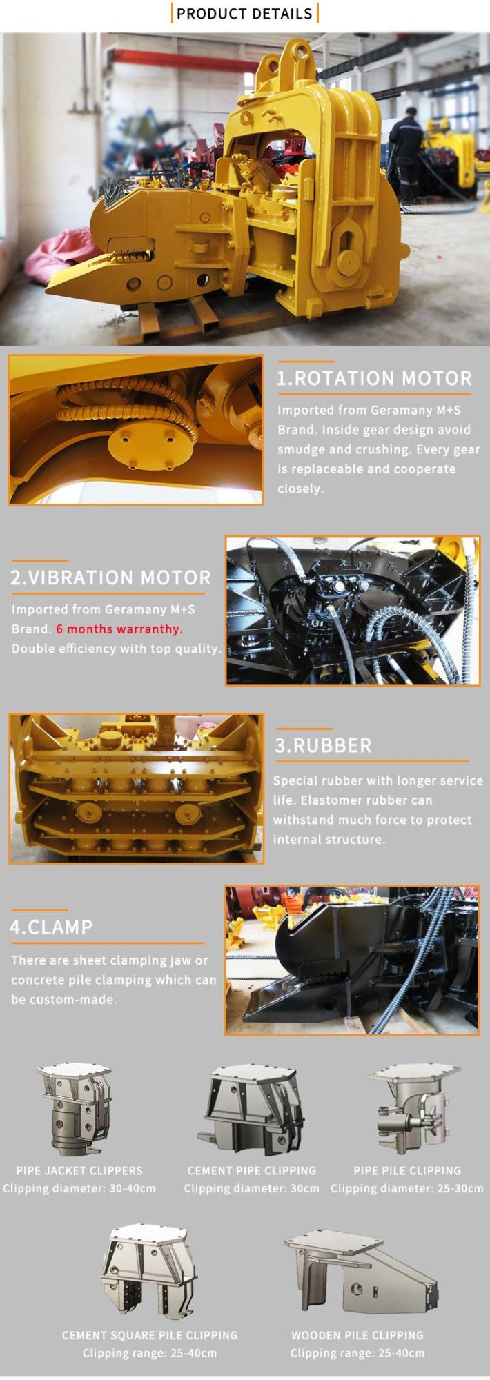 Hydraulic Vibrating Guardrail Pile Driving Machine Vibro Hammer for Sale