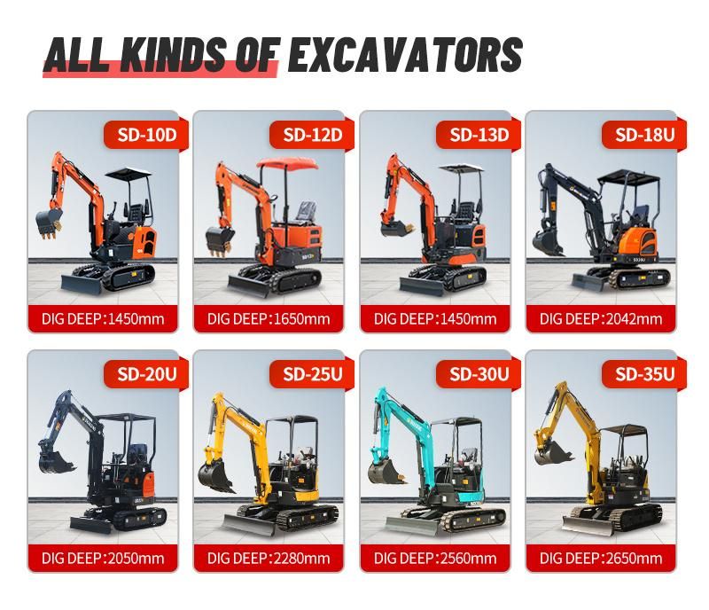 Hot Cheap Wholesale Mini Bagger for Sale Hydraulic Crawler Digger Mini Excavator 1ton 2 Ton 3.5 Ton Escavatore Free Shipping