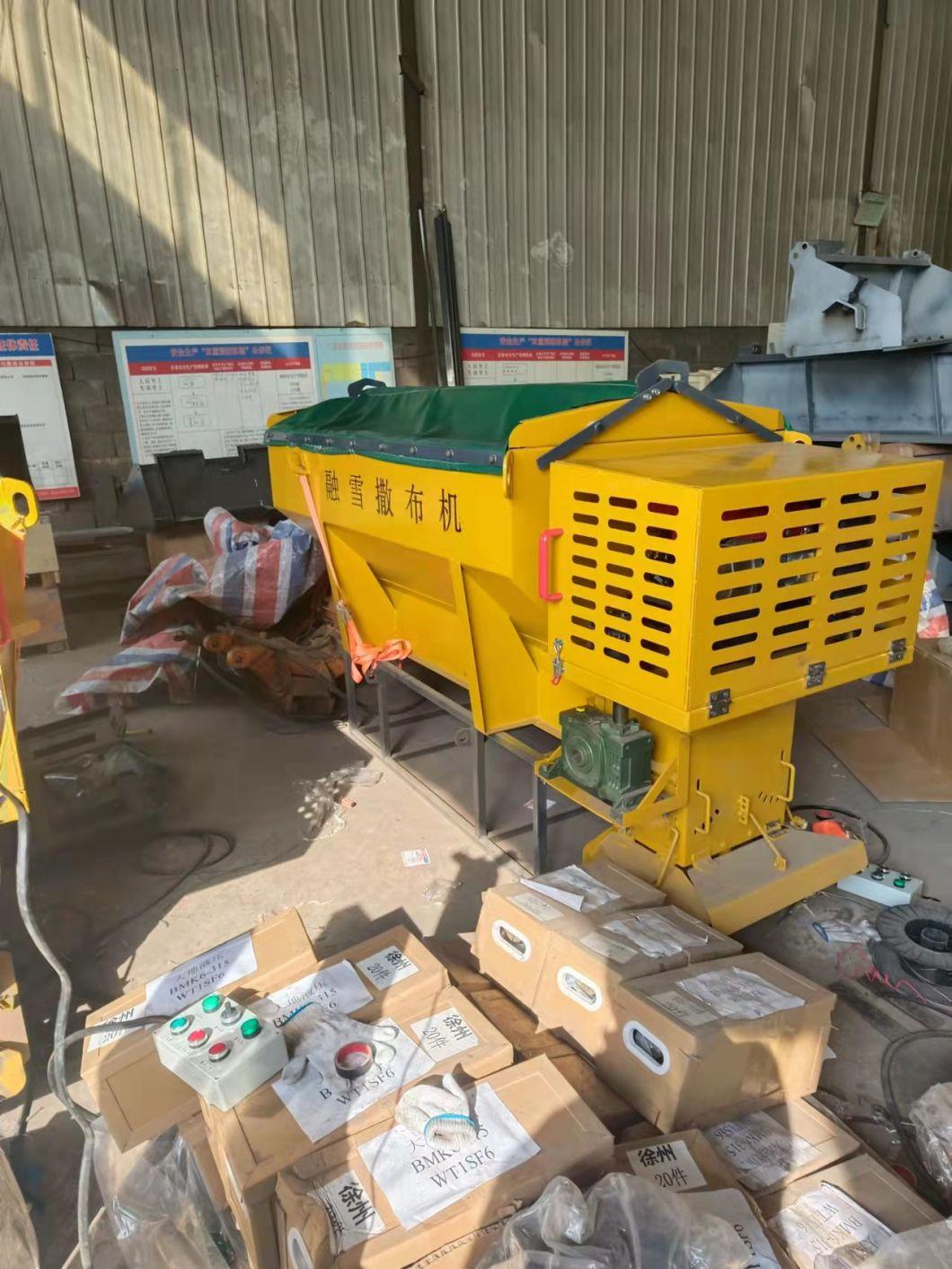 Skid Steer Truck Use Salt Spreader for Snow Road