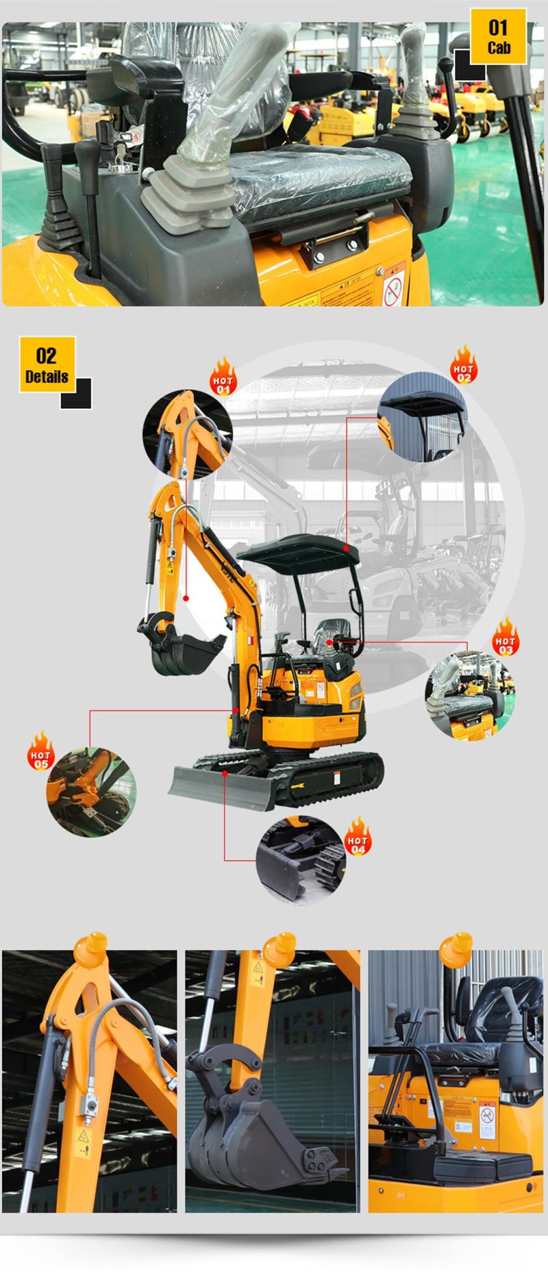 Mini Excavator 2 Ton 1.8ton Mini Excavator Machine Hot Sale Mini Excavator with Cabin