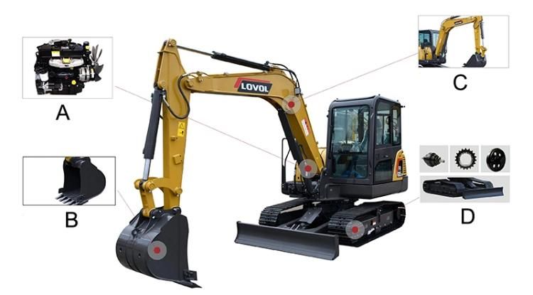6.5ton 6200kg Hydraulic Digger Excavator with Imported Yanmar Engine