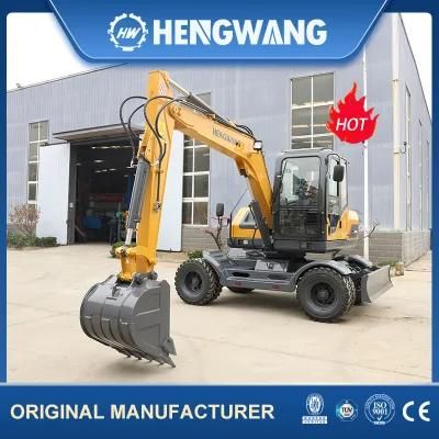 8 Ton Long Boom Four Drive Wheel Type Excavator for Landscaping