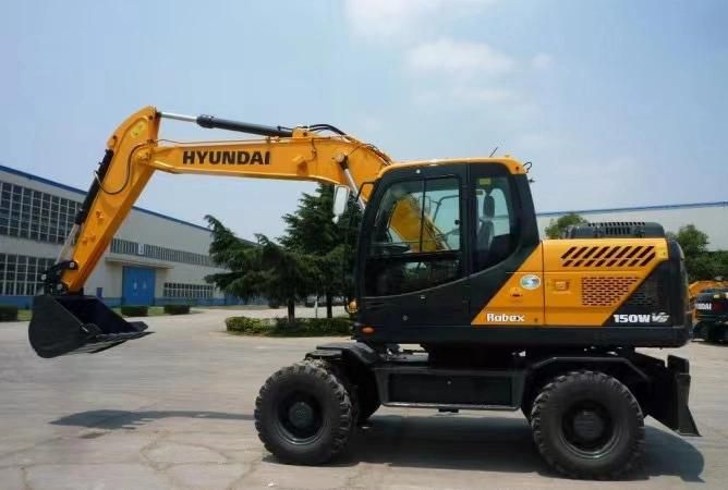 New Used Excavaatrice Penggali Excavators Earth Moving Used Digger Wheel Excavator 15 Ton Second Hand Mining Machine Excavadora Usada Hyundai 150wvs for Sale