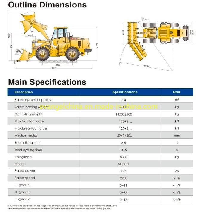 4000kg Small Wheel Loader Lw400kn for Sale